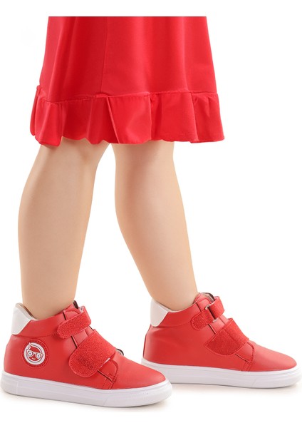 Coyote Cırtlı Kız Çocuk Günlük Bot Ayakkabı Kırmızı