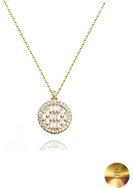 18K Serie Oro Baget Taşlı Minimal Kadın Gümüş Kolye