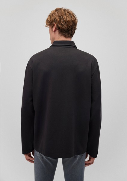 Fermuarlı Siyah Sweatshirt 0S10177-900 fırsatları