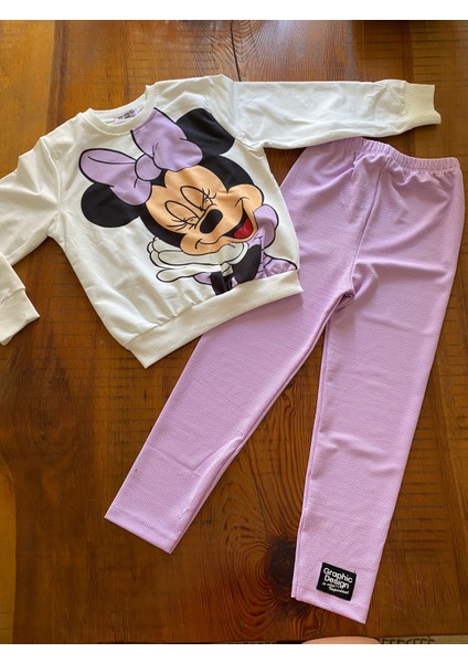 Minnie Mouse Uzun Kollu Pantalon 2 Li Takım