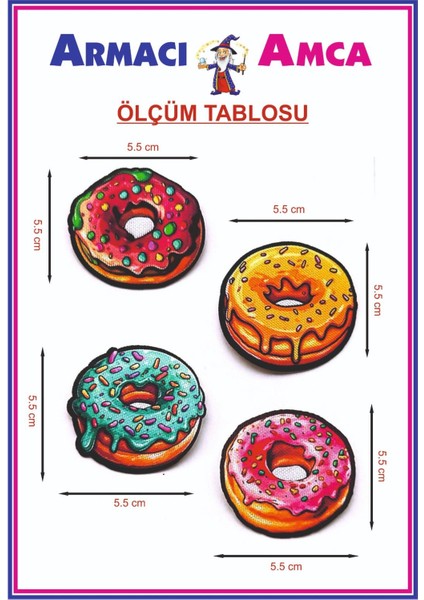 Armacı Amca Ütü Ile Yapışan 4 Adet Örme Kumaş Arma Yırtık Kapatıcı Pratik Yama Tekstil Patch Renk Renk Sarı Yeşil Kahverengi Pembe Çikolata Tatlı Donut Lar