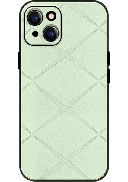 iPhone 14 Kılıf Pu Deri Kaplamalı Pc+Tpu Hibrit Telefon Kılıfı-Yeşil (Yurt Dışından)