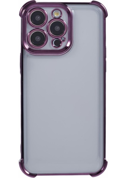 iPhone 13 Pro Max Için Tpu Kılıf Yan Kalp Desenli Şeffaf Düşme Önleyici Telefon Kılıfı-Koyu Mor (Yurt Dışından)