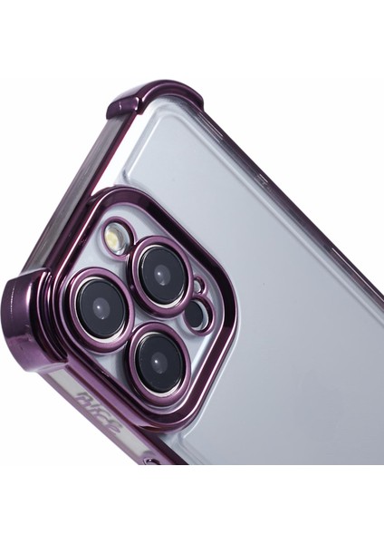 iPhone 13 Pro Max Için Tpu Kılıf Yan Kalp Desenli Şeffaf Düşme Önleyici Telefon Kılıfı-Koyu Mor (Yurt Dışından)
