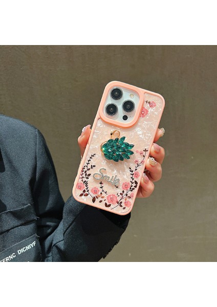 iPhone 14 Pro Max Için Kılıf Tpu+Akrilik Bling Parıltılı Kağıt Bahçe Temalı Telefon Kılıfı-Kuğu/yeşil (Yurt Dışından) indirimleri