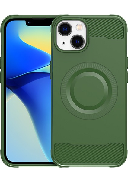 iPhone 13 Için Kılıf Karbon Fiber Dokulu Tpu Telefon Kılıfı Magsafe-Green ile Uyumlu (Yurt Dışından) indirimleri