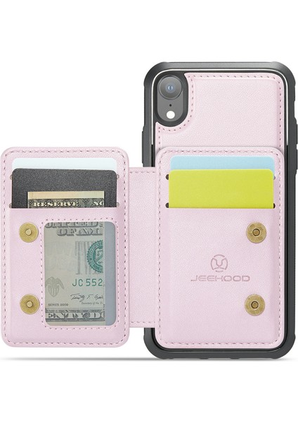 Jeehood iPhone Xr Kılıf Kickstand Tpu Manyetik Telefon Kapağı Çıkarılabilir Kart Çantası-Pembe (Yurt Dışından) fiyatları