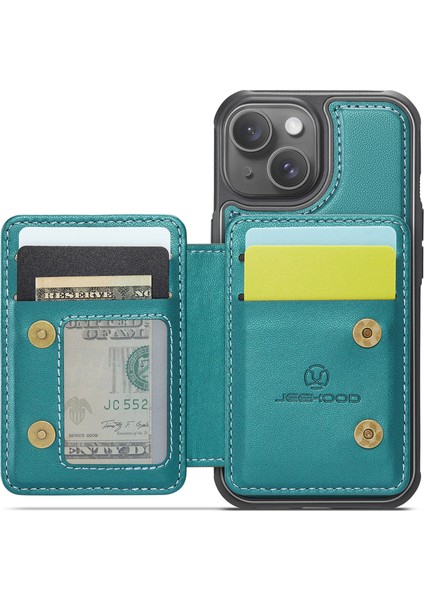 Jeehood iPhone 14 Kılıf Kart Tutucu Çubuğu Deri+Tpu Telefon Kapağı-Cyan (Yurt Dışından) fiyatları