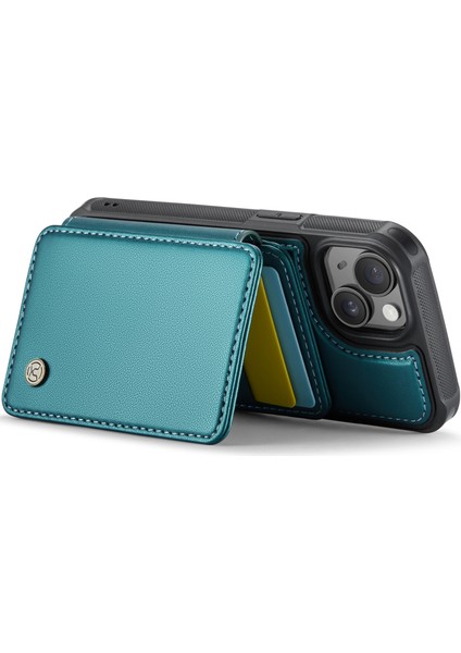 Jeehood iPhone 14 Kılıf Kart Tutucu Çubuğu Deri+Tpu Telefon Kapağı-Cyan (Yurt Dışından) modelleri