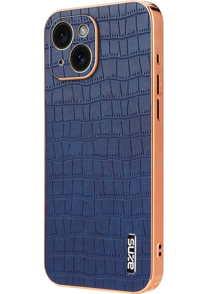 Azns iPhone 14 Plus Kılıf Timsah Dokulu Pu+Tpu Darbeye Dayanıklı Telefon Kapağı-Mavi (Yurt Dışından)