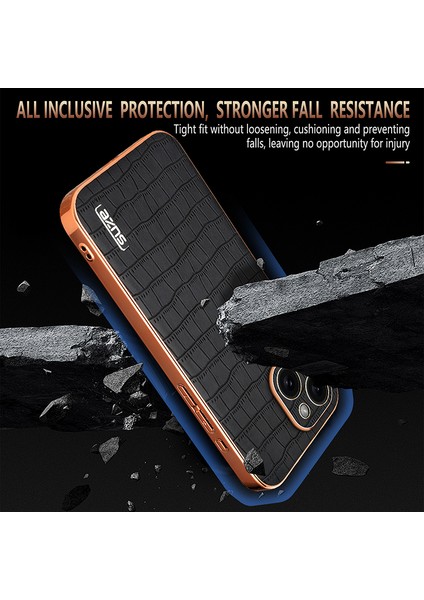 Azns iPhone 14 Plus Kılıf Timsah Dokulu Pu+Tpu Darbeye Dayanıklı Telefon Kapağı-Mavi (Yurt Dışından) modelleri