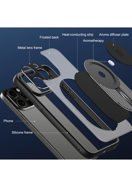 iPhone 15 Pro Için Kılıf Kickstand Silikon+Pc Telefon Kılıfı Grafen Isı Dağılımı-Siyah (Yurt Dışından) fırsatları