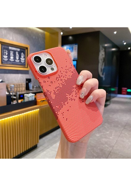iPhone 13 Pro Kılıf Sert Pc Telefon Kabuğu Yıldızlı Gökyüzü Deseni Tamamlanmamış Kapak-Turuncu (Yurt Dışından)
