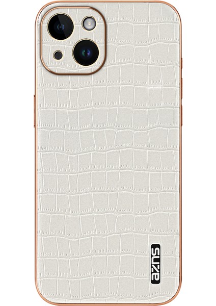 Azns iPhone 14 Plus Kılıf Timsah Dokulu Pu+Tpu Darbeye Dayanıklı Telefon Kapağı-Beyaz (Yurt Dışından)