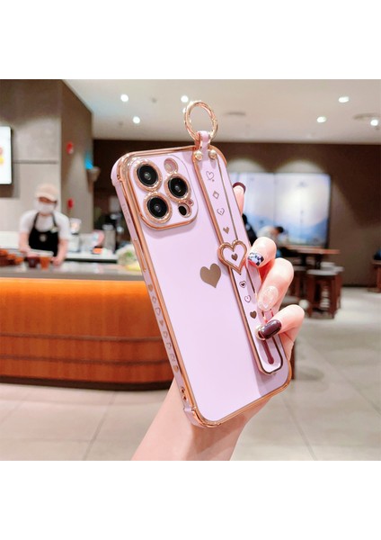iPhone 14 Pro Max Kılıf Yan Kenar Küçük Aşk Desenli Tpu Telefon Kılıfı Bileklik-Mor (Yurt Dışından) fırsatları