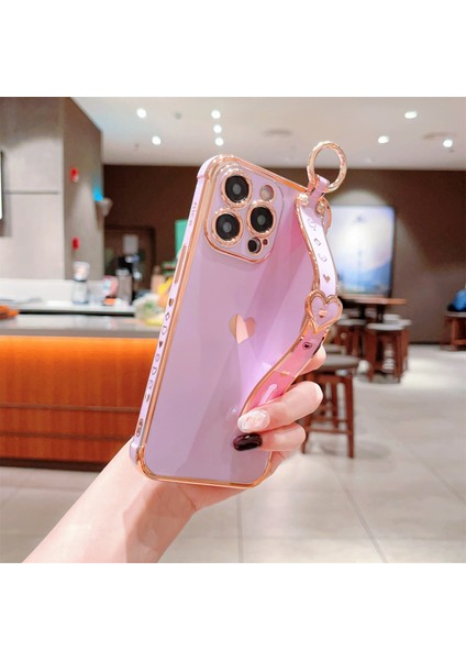 iPhone 14 Pro Max Kılıf Yan Kenar Küçük Aşk Desenli Tpu Telefon Kılıfı Bileklik-Mor (Yurt Dışından) indirimleri