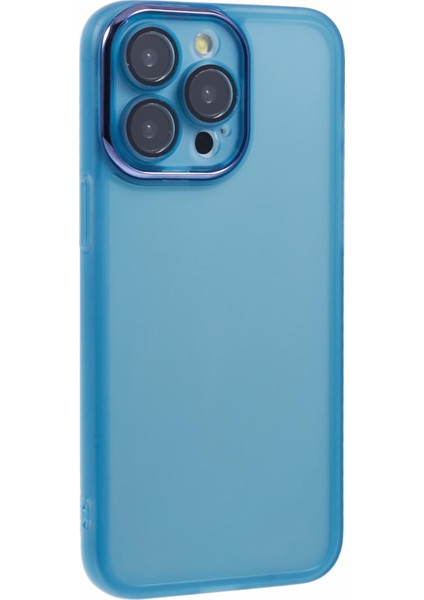 Dksm Serisi iPhone 13 Pro Kılıf Elektroliz Kamera Çerçevesi Tpu Telefon Kapağı-Şeffaf Mavi (Yurt Dışından)