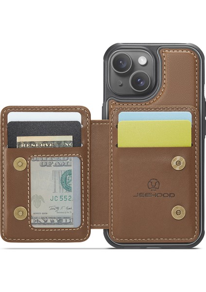 Jeehood iPhone 14 Kılıf Kart Tutucu Kickstand Deri+Tpu Telefon Kapağı-Kahverengi (Yurt Dışından) fiyatları