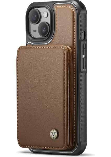 Jeehood iPhone 14 Kılıf Kart Tutucu Kickstand Deri+Tpu Telefon Kapağı-Kahverengi (Yurt Dışından) indirimleri