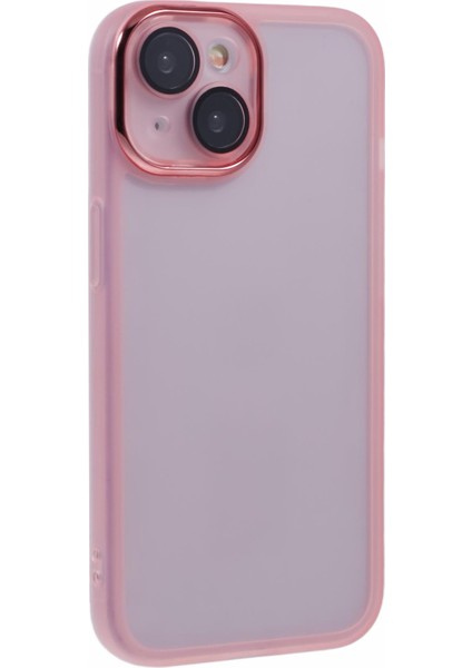 Dksm Serisi iPhone 14 Kılıf Elektroliz Kamera Çerçevesi Tpu Telefon Kapağı-Şeffaf Pembe (Yurt Dışından)