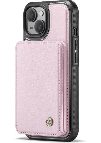 Jeehood iPhone 14 Kılıf Kart Tutucu Kickstand Deri+Tpu Telefon Kapağı-Pembe (Yurt Dışından) indirimleri