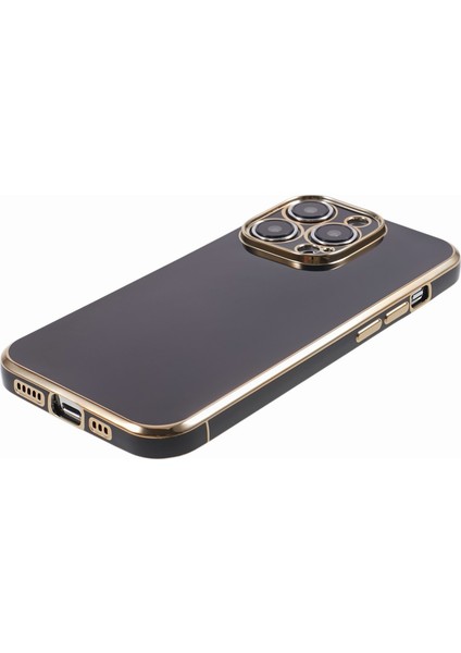 iPhone 12 Pro Max Için Kılıf Parlak Tpu Telefon Kapağı Hassas Kesikler 6d Galvanik-Siyah (Yurt Dışından)