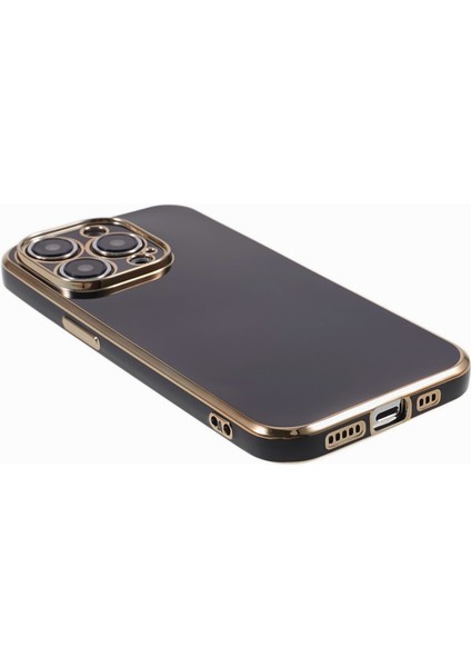 iPhone 12 Pro Max Için Kılıf Parlak Tpu Telefon Kapağı Hassas Kesikler 6d Galvanik-Siyah (Yurt Dışından)