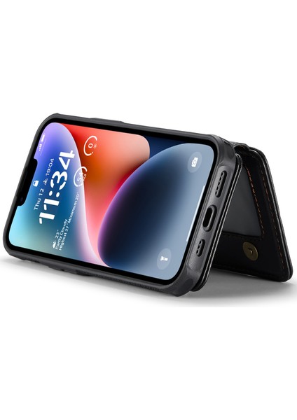 Jeehood iPhone 14 Kılıf Kart Tutucu Kickstand Deri+Tpu Telefon Kapağı-Siyah (Yurt Dışından) fırsatları