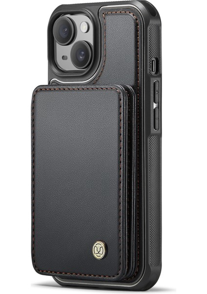 Jeehood iPhone 14 Kılıf Kart Tutucu Kickstand Deri+Tpu Telefon Kapağı-Siyah (Yurt Dışından) indirimleri