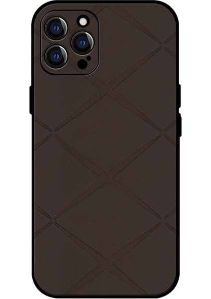iPhone 13 Pro Max Kılıf Pu Deri Kaplamalı Pc+Tpu Koruyucu Telefon Kapağı-Kahverengi (Yurt Dışından)