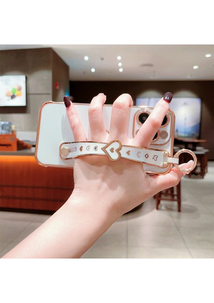 iPhone 14 Pro Max Kılıf Yan Kenar Küçük Aşk Desenli Tpu Telefon Kılıfı Bileklik-Fildişi Beyaz (Yurt Dışından) fırsatları