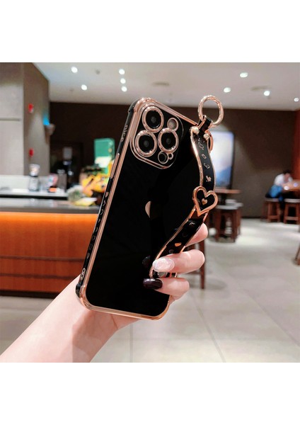 iPhone 14 Pro Max Kılıf Yan Kenar Küçük Aşk Desenli Tpu Telefon Kılıfı Bileklik-Siyah (Yurt Dışından) indirimleri