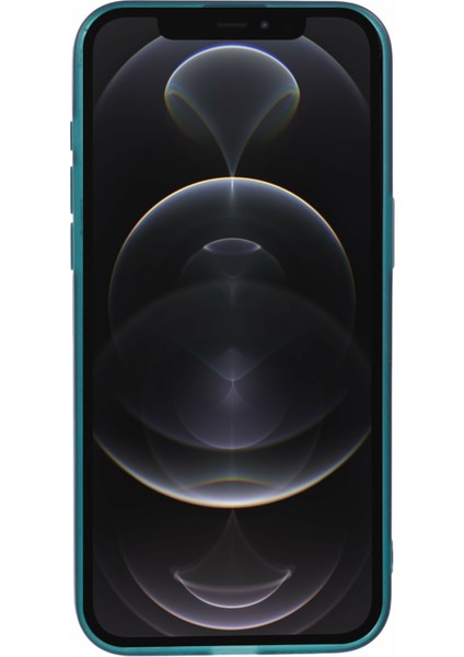 Dksm Serisi iPhone 12 Pro Kılıf Elektroliz Kamera Çerçevesi Tpu Telefon Kapağı-Şeffaf Ordu Yeşili (Yurt Dışından)