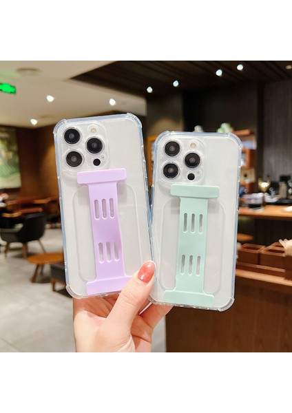 iPhone 15 Pro Kılıf Bileklik Tasarımı Şeffaf Tpu Arka Kapak-Mavi (Yurt Dışından)