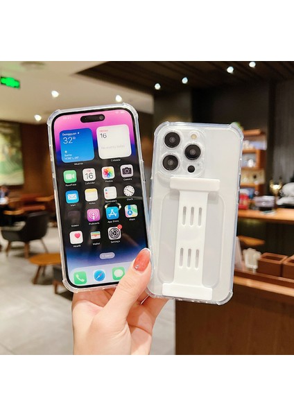 iPhone 15 Pro Kılıf Bileklik Tasarımı Şeffaf Tpu Arka Kapak-Mavi (Yurt Dışından)