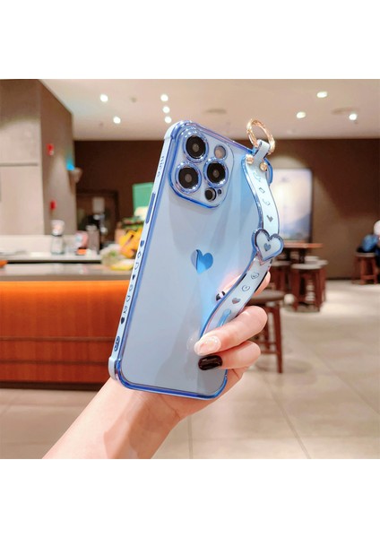 iPhone 14 Pro Max Kılıf Yan Kenar Küçük Aşk Desenli Tpu Telefon Kılıfı Bileklik-Mavi (Yurt Dışından) indirimleri