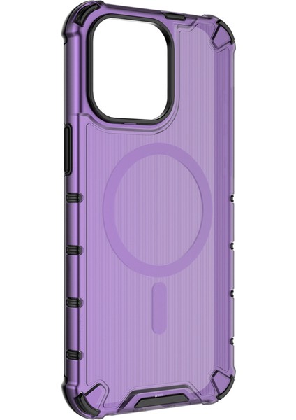 iPhone 13 Pro Max Için Manyetik Kılıf Şerit Desenli Pc+Tpu Hibrit Telefon Kapağı-Mor (Yurt Dışından) modelleri