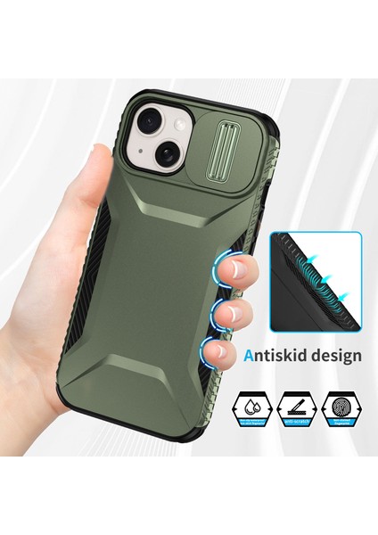 iPhone 14 Plus/15 Plus Kılıf Camshield Tpu+Pc Telefon Kılıfı Darbeye Dayanıklı Toz Geçirmez-Yeşil (Yurt Dışından) fiyatları