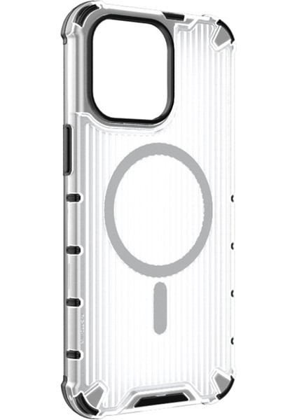 iPhone 13 Pro Max Için Manyetik Kılıf Şerit Desenli Pc+Tpu Hibrit Telefon Kılıfı-Beyaz (Yurt Dışından) modelleri