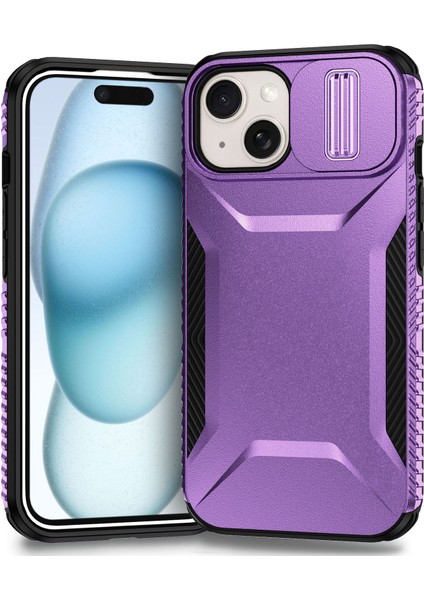 iPhone 14 Plus/15 Plus Kılıf Camshield Tpu+Pc Telefon Kılıfı Darbeye Dayanıklı Toz Geçirmez-Mor (Yurt Dışından)