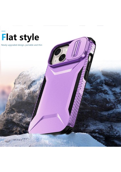 iPhone 14 Plus/15 Plus Kılıf Camshield Tpu+Pc Telefon Kılıfı Darbeye Dayanıklı Toz Geçirmez-Mor (Yurt Dışından)