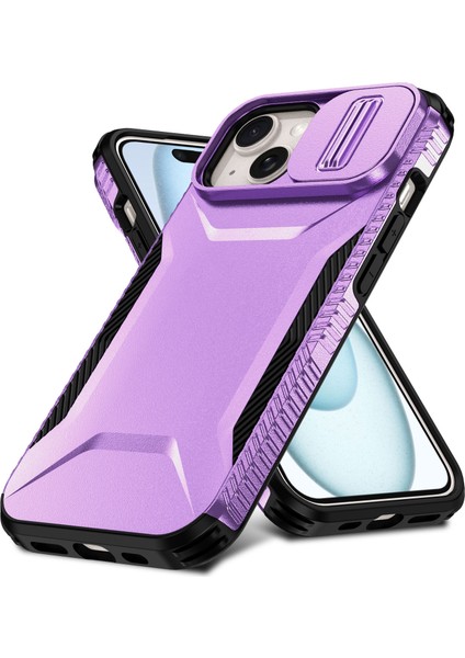 iPhone 14 Plus/15 Plus Kılıf Camshield Tpu+Pc Telefon Kılıfı Darbeye Dayanıklı Toz Geçirmez-Mor (Yurt Dışından)