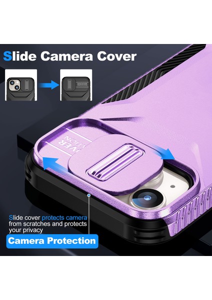 iPhone 14 Plus/15 Plus Kılıf Camshield Tpu+Pc Telefon Kılıfı Darbeye Dayanıklı Toz Geçirmez-Mor (Yurt Dışından)