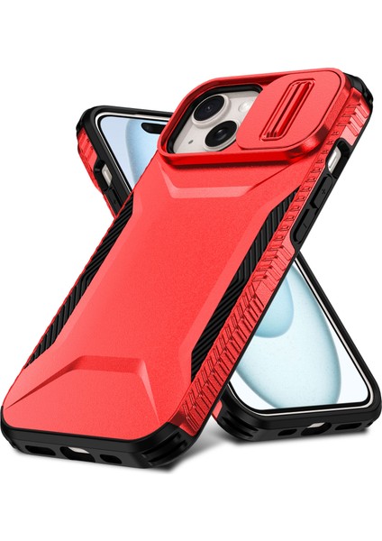 iPhone 14 Plus/15 Plus Kılıf Camshield Tpu+Pc Telefon Kılıfı Darbeye Dayanıklı Toz Geçirmez-Kırmızı (Yurt Dışından) fırsatları