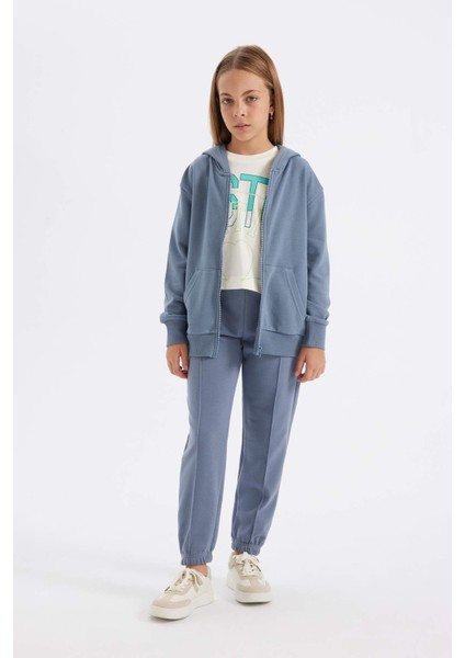 Kız Çocuk Gri Standart Fit Beli Paçası Lastikli Cepli Okul Jogger Eşofman Altı X9036A624AU