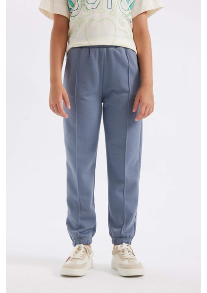 Kız Çocuk Gri Standart Fit Beli Paçası Lastikli Cepli Okul Jogger Eşofman Altı X9036A624AU