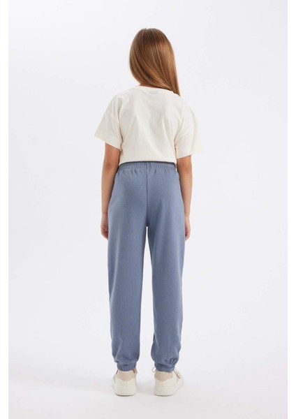 Kız Çocuk Gri Standart Fit Beli Paçası Lastikli Cepli Okul Jogger Eşofman Altı X9036A624AU