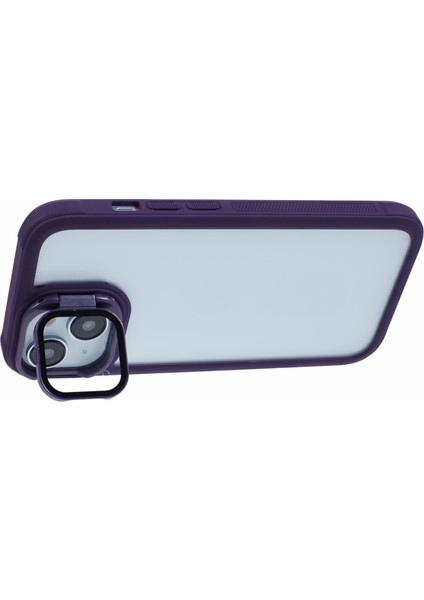 iPhone 13 Için Kılıf Lens Çerçevesi Kickstand Pc+Tpu Kaymaz Kenarlı Telefon Kapağı-Mor (Yurt Dışından) fırsatları