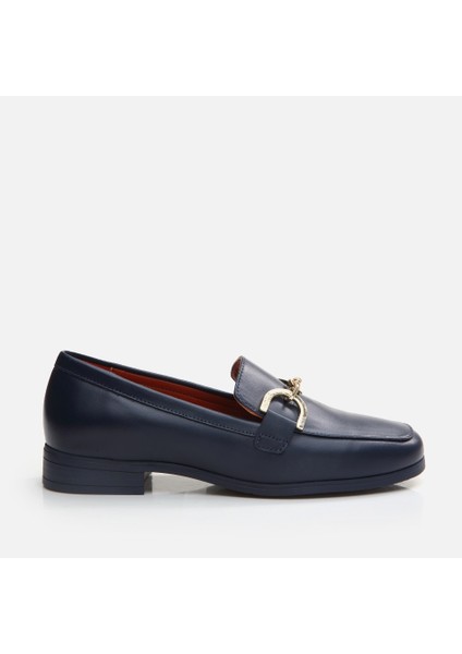 01Ayh291750A680 Deri Lacivert Kadın Loafer