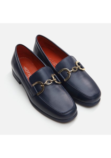 01Ayh291750A680 Deri Lacivert Kadın Loafer